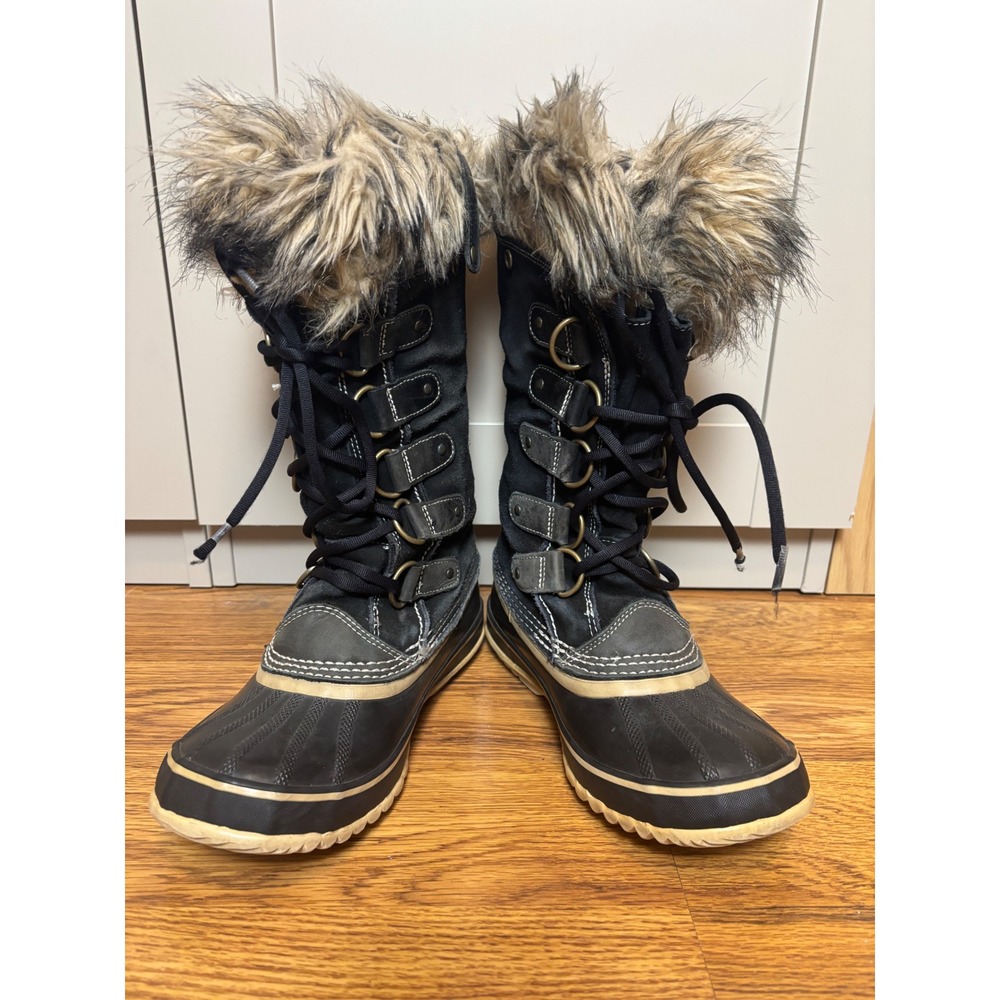 Sorel Women's Joan of Arctic Black Waterproof Winter Snow Boots Faux Fur 7